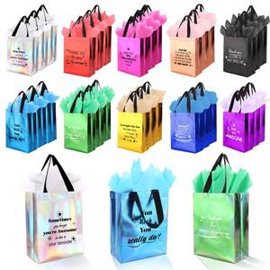 lot 9167 image: 80 Pcs Reusable Gift Bags with Handles - Include 40 Iridescent Gift Bags & 40 Tissue Paper - Teacher Employee Appreciation Gifts Bulk for Staff, Team, Coworker, Nurse, Thank You Gifts (Colorful)