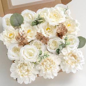 lot 9174 image: SWNAWE Artificial Flower Box Set Faux Flowers Fake Roses with Stems for DIY