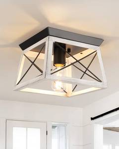 lot 9178 image: foucasal 1-Light Industrial Square Flush Mount Ceiling Light White