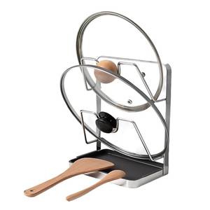 lot 9183 image: XCCK 304 Stainless Steel Pot Lid Holder While Cooking, Kitchen Pot Lid Storage Rack for stove top, Multifunctional Kitchen Pot Lid Organizer for Countertop��Silver��