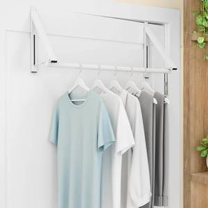 lot 9189 image: Over The Door Clothes Hanger Rack Foldable Space-Saving Over The Door Hooks for Laundry Drying Bathroom Towels & Home Office(White)