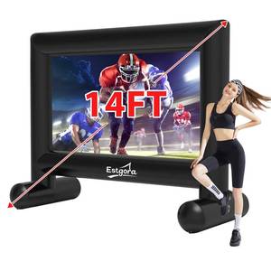 lot 9190 image: Estgora 14FT Inflatable Movie Screen Outdoor, Blow Up Projector Screen, Inflatable Movie Screen with Air Blower Front & Rear Projection Screens for Outdoor Movie Night Backyard Pool Fun