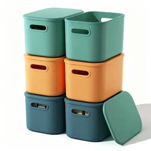 lot 9194 image: ORGIDOL 6 Pack Colorful Storage Bins with Lids Stackable Storage Container for Organizing, Storage Boxes with Handle for Shelves, Cute Storage Bin for Craft, Snacks, 9.85x6.9x5.7 inch