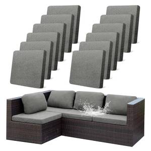 lot 9195 image: CALBODE 12Pcs Outdoor Stretch Cushion Covers,Waterproof Outdoor Chair Cushion Covers for Patio Furniture, Washable Jacquard Couch Covers Replacement for Patio Furniture(Grey, Cover Only)