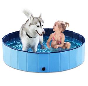 lot 9199 image: Jasonwell Foldable Dog Pet Bath Pool Collapsible Dog Pet Pool Bathing Tub Kiddie Pool Doggie Wading Pool for Puppy Small Medium Large Dogs Cats and Kids 48 Blue