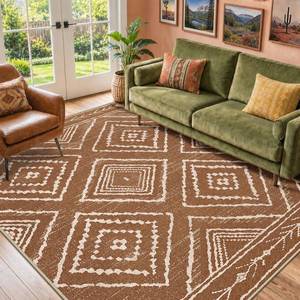 lot 9206 image: BESTSWEETIE 5x7 Washable Area Rug for Living Room Bedroom Yellowbrown