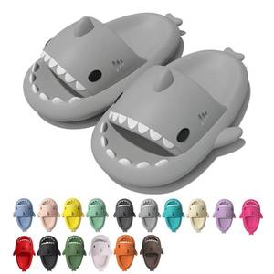 lot 10251 image: rosyclo Shark Cloud Slippers, Shark Cute Slides for Women Man,Summer Slipper Sandals for Boys Girls Spa Platform Shoes Non-Slip Beach Open Toe Beach Sandals Shower Couple Shoes, Grey, 8.5-9