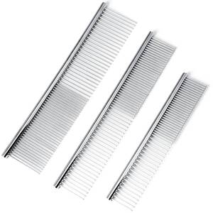 lot 10252 image: MEDUWEDU 3 Pack Stainless Steel Pet Comb Set �� Grooming Combs for Dogs & Cats, Large Medium Small Sizes �� for Long, Short, Curly Hair, Detangling Matted or Knotted Undercoat Hair