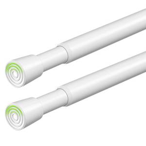 lot 10260 image: 2 Pack Spring Tension Curtain Rods 26-39 Inches Adjustable White