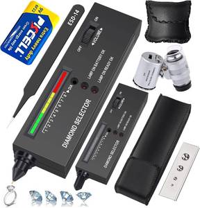 lot 10261 image: Professional Diamond Tester Pen, High Accuracy Jewelry Diamond Tester, Electronic Diamond Gem Tester and Tester Pen 60X Magnifying Glasses Tool Kit for Novice Expert (Diamond Tester Pen)