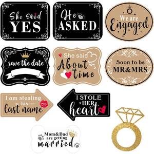 lot 10274 image: She Said Yes Sign Engagement Photo Prop Kit, 10 Pcs Cardboard Signs