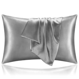 lot 10286 image: BEDELITE Satin Pillowcases, Small King 20x36 Inch, Grey, Set of 2