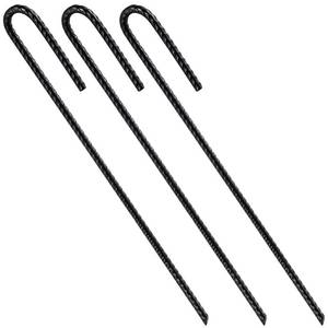 lot 10288 image: Wensilon Rebar UJ Hook Extra Heavy Duty, 12 inch x 14 inch Rust Proof Coated Steel Ground Anchors for Garden, Tent, Trampoline (10pcs, J-Hook)