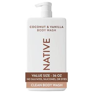 lot 10291 image: Native Clean Body Wash, Gentle & pH-balanced for Sensitive Skin, 24-Hr Freshness for Women & Men, Vegan & Cruelty-Free, Free of Sulfates, Parabens & Phthalates, Coconut & Vanilla, 36 oz