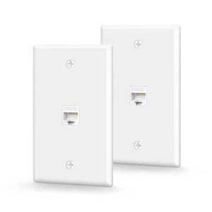 lot 10295 image: VCE CAT6 Ethernet Wall Plate (UL Listed) White 2-Pack