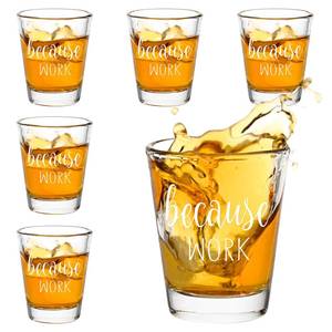lot 10301 image: Futtumy Coworker Gifts, 6 Pack Because Work Shot Glasses for Men, Funny Bosss Day Gifts Christmas Office Birthday Thank You Gift for Coworker Boss Friends Women or Men, 2 Oz Shot Glasses Work Gift