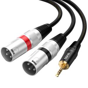 lot 10317 image: tisino 3.5mm to Dual XLR Stereo Cable 18 inch Mini Jack to 2 XLR Male Y Splitter Adapter Cord- 10 FT