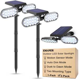 lot 11647 image: EMANER Motion Solar Lights Outdoor, Solar Floodlight, Stay On or Motion Sensor Mode, Dusk to Dawn Security Light, Landscape Spotlights for Garage Fence Driveway Solar Powered, 2-Pack