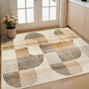 lot 11649 image: Ailyei Large 3x5 Entryway Rug, Non Slip Washable Kitchen Rugs Neutral Beige