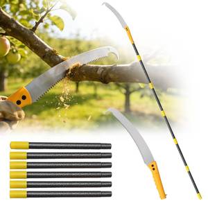 lot 11650 image: Pole Saw For Tree Trimming,2-In-1 Manual Pole Pruning Saw, 15.2FT High Reach Handheld Push-Pull Tree Trimmer With 15.7 Triple-Ground Blade Cutter For Branches,Orchard, Palm Trees, Shrubs,Limbs