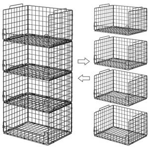 lot 11654 image: Astrorhine 6-Tier Stackable Closet Organizers and Storage Basket - Foldable Closet Shelf Organizer System, Sturdy Metal Space-Saving Clothes Storage Bins for Wardrobe, Black
