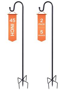 lot 11655 image: Ottsuls Bird Feeder Pole, 45 INCH Heavy Duty Shepherds Hooks for Outdoor with 5 Prong Base, Adjustable Stand Hanger for Garden Plant, Hummingbird Feeder, Lantern, Hanging Wedding Decor (2 Pack)