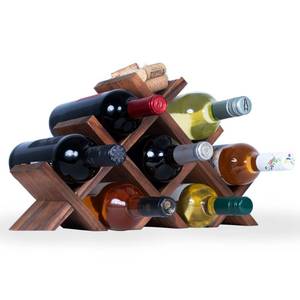 lot 11661 image: Rustic State Alella Countertop Wood Wine Rack for 8 Bottles Holder and Cork Storage Tabletop Butterfly Sleek Design Freestanding Organizer - Home, Kitchen, Dining Room Bar D�cor - Walnut