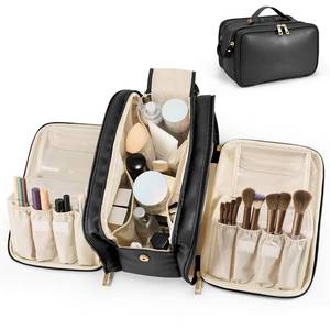 lot 11662 image: HauteHues Travel Makeup Bag Womens Large Capacity Cosmetic Organize Black