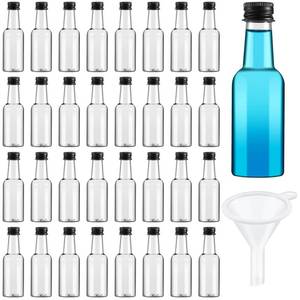 lot 11664 image: Tessco for you 100 Pcs Mini Liquor Bottles with Black Lids, 4 oz