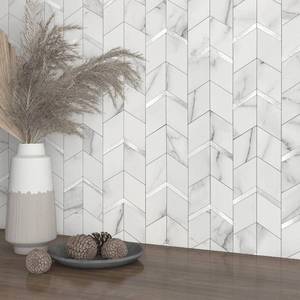 lot 11669 image: M MOFIT Kitchen Peel and Stick Backsplash Tiles Diamond White Silver 10pcs
