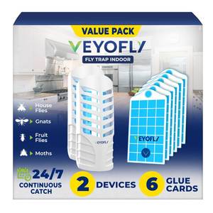 lot 11685 image: VEYOFLY Fruit Fly Traps Indoor Plug-in UV, Gnat Trap, 2 Device  6 Refills