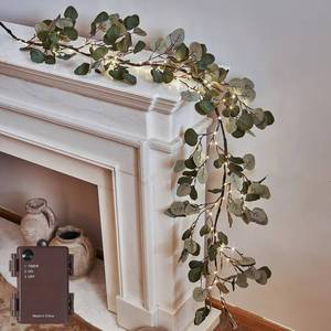 lot 11689 image: LITBLOOM Lighted Eucalyptus Garland Battery Operated with Timer 6FT 96 LED Artificial Greenery Twig Vine Lights for Room Stairs Mantle Wedding Holiday Decoration Indoor Outdoor