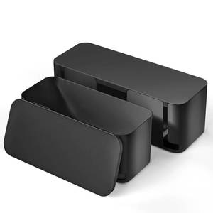lot 11696 image: YECAYE 2 Pack Cable Management Box, Pet Friendly Cable Box Organizer for Home & Office, Child-Proof Floor Cord Cover, Cord Management and Cord Hider, Black