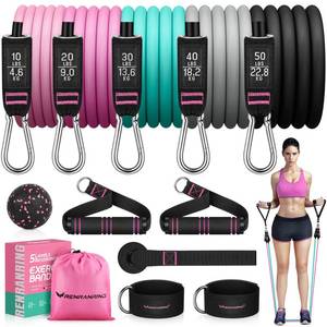 lot 11702 image: RENRANRING Resistance Bands for Working Out, 150LBS Exercise Bands, Workout Bands, Resistance Bands Set with Handles for Men Women, Legs Ankle Straps for Muscle Training