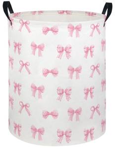 lot 11707 image: LATOGHIVE Baby Laundry Hamper kids laundry Basket Waterproof Laundry Bag for Bedroom Clothes Organizer Room D�cor(Bowknot)