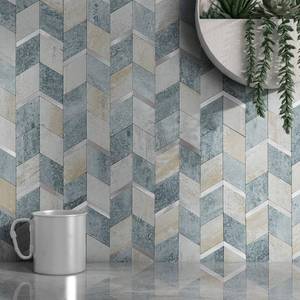 lot 11713 image: M MOFIT Kitchen Peel and Stick Backsplash Tiles Diamond Blue Green 10pcs
