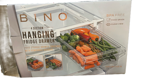 lot 11717 image: BINO 4 Section Hanging Fridge Drawer Food Storage with Removable Dividers