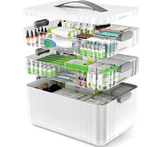 lot 11718 image: ARSTPEOE 3-Tier Medicine Organizer - Portable Medicine Cabinet with Handle