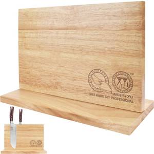 lot 11721 image: XYJ Magnetic Knife Block, Double Side Kitchen Knife Holder, Natural Wood