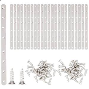 lot 12147 image: 24 Pcs 12 Flat Mending Plates Stainless Steel Straight Brackets Metal Brackets with Holes Repair Fixing Bracket for Wood Connector with 192 Screws