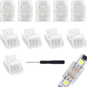 lot 12148 image: RGBZONE 10Pcs LED Strip Connectors 3 Pin Gapless Solderless Quick Connector for 10mm Waterproof and Non-Waterproof WS2811 WS2812B LED Strip Lights