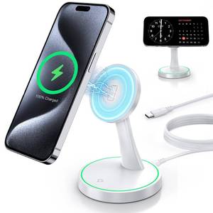 lot 12155 image: Magnetic Wireless Charger Stand 15W Fast Mag-Safe Charger for iPhone 17 17 pro 17 Air 17 pro max 1615141312 Series Magnet Wireless Charging StationPad with Sleep-Friendly Light for AirPods