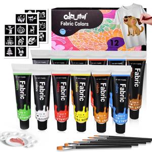 lot 12180 image: Colorful Fabric Paint Set for Clothes,12 Colors 0.4 Fl Oz Paint for Kids