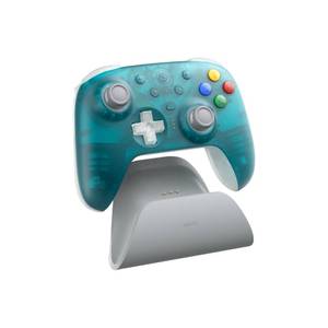 lot 12185 image: 8Bitdo Ultimate 2 Wireless Gaming Controller with TMR Joysticks, Switchable Hall EffectTactile Triggers, 8Speed Wireless Tech, Charging Dock, RGB Fire Ring for PC & Android - Clear Blue