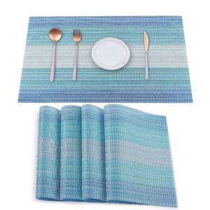 lot 12190 image: HeloHo Placemats Set of 4,Vinyl Table Place Mats Stain Resistant Foldable Placemats Washable Wipeable Placemat for Kitchen Dining Table Decoration Indoor Outdoor��Blue��