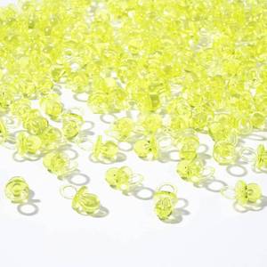 lot 12197 image: XINHUIDALSQ 150 Mini Acrylic Pacifiers for Baby Shower Girl Game, 0.86 Inch Bulk Chupones para Gender Reveal Party Favors Table Decoration (Yellow)