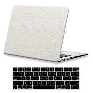lot 12206 image: KEROM Compatible with Crocodile MacBook Air 13 inch Case 2021 2020 2019 2018 M1 A2337 A2179 A1932, Textured Elegant Luxury Aligator Skin Snakeskin PU Leather Hard Shell & Keyboard Cover, White