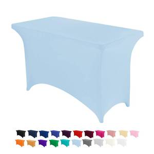 lot 12216 image: Peomeise 4FT Spandex Table Cover Rectangular Stretch Spandex Tablecloth (Blue Mist,4FT)