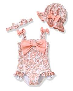 lot 12225 image: Renotemy 3-6 Month Swimsuit Girl Infant One-Piece Baby Swimwear Sleeveless Baby Bikini Tankini Rash Guard Pink Floral Swimsuit Baby Girl Bathing Suit 3-6 Months with Sunhat Baby Girl Beach Outfit