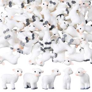 lot 12229 image: Amyhill 100 Pcs Mini Resin Lamb Tiny Goat Figurines Miniature Sheep to Hide